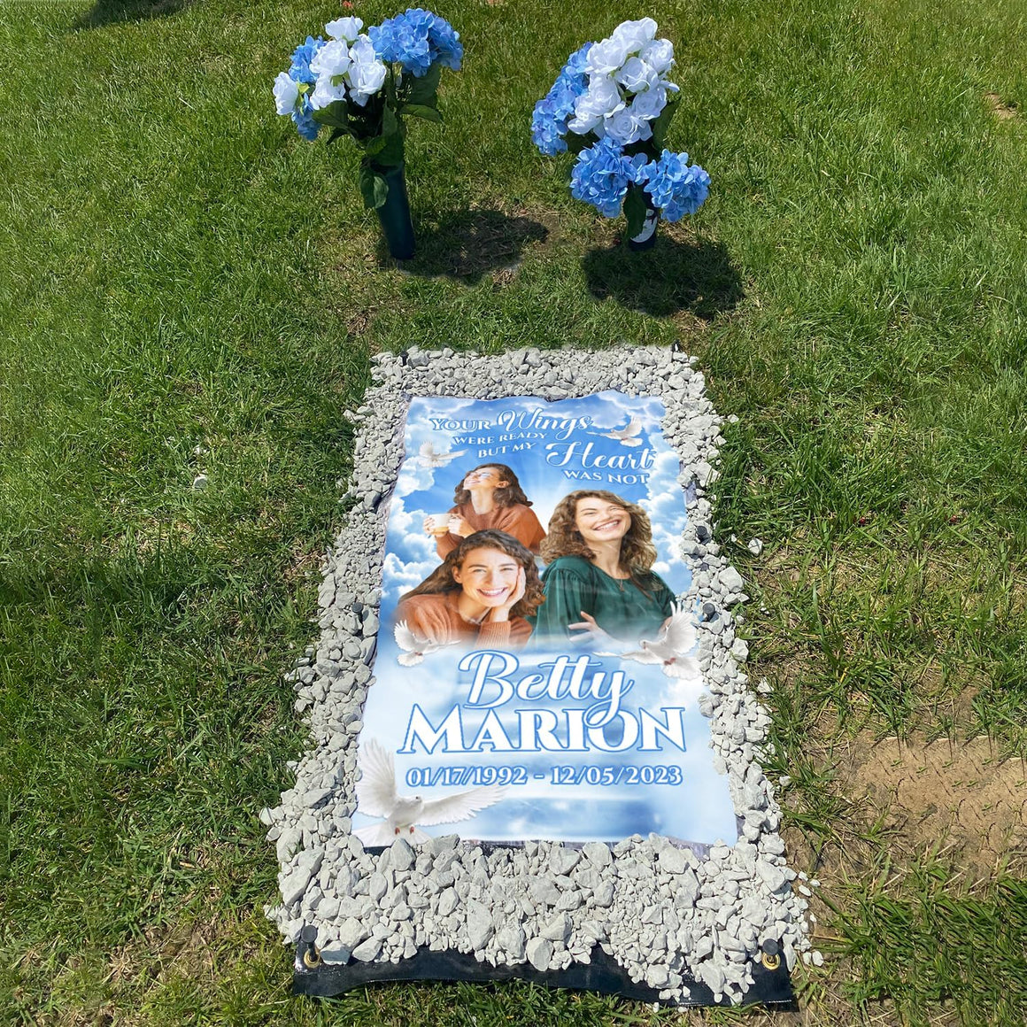 Personalized Grave Blanket : Your wings Were Ready But My Heart Was Not