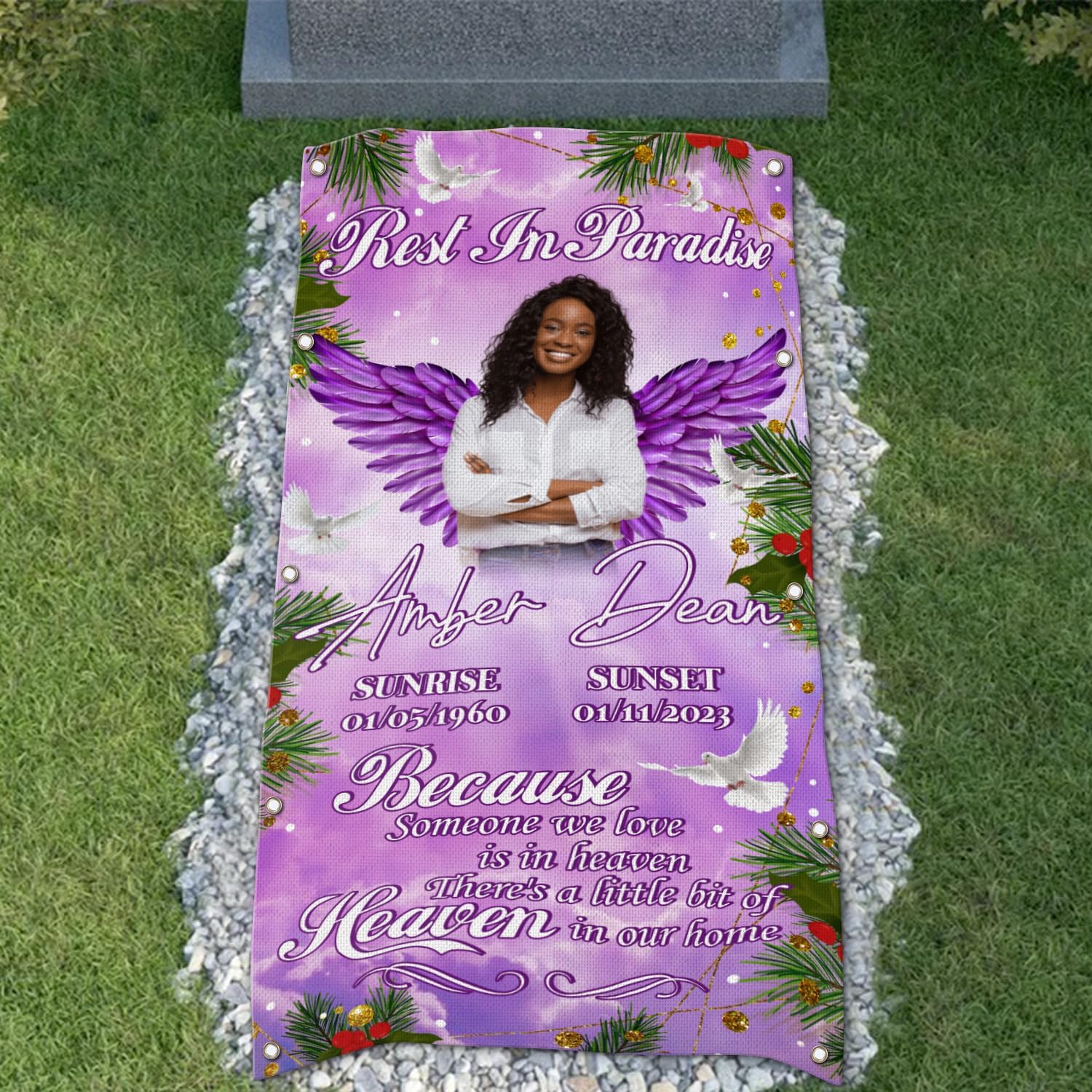 Personalized Grave Blanket : Rest in Paradise