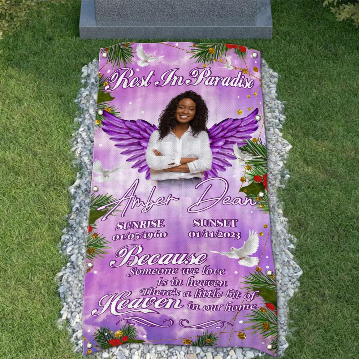 Personalized Grave Blanket : Rest in Paradise