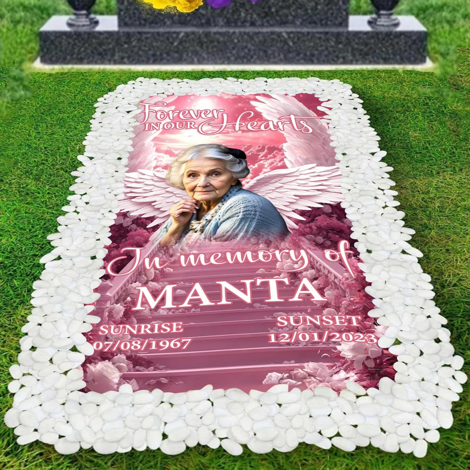 Personalized Grave Blanket : forever in our hearts