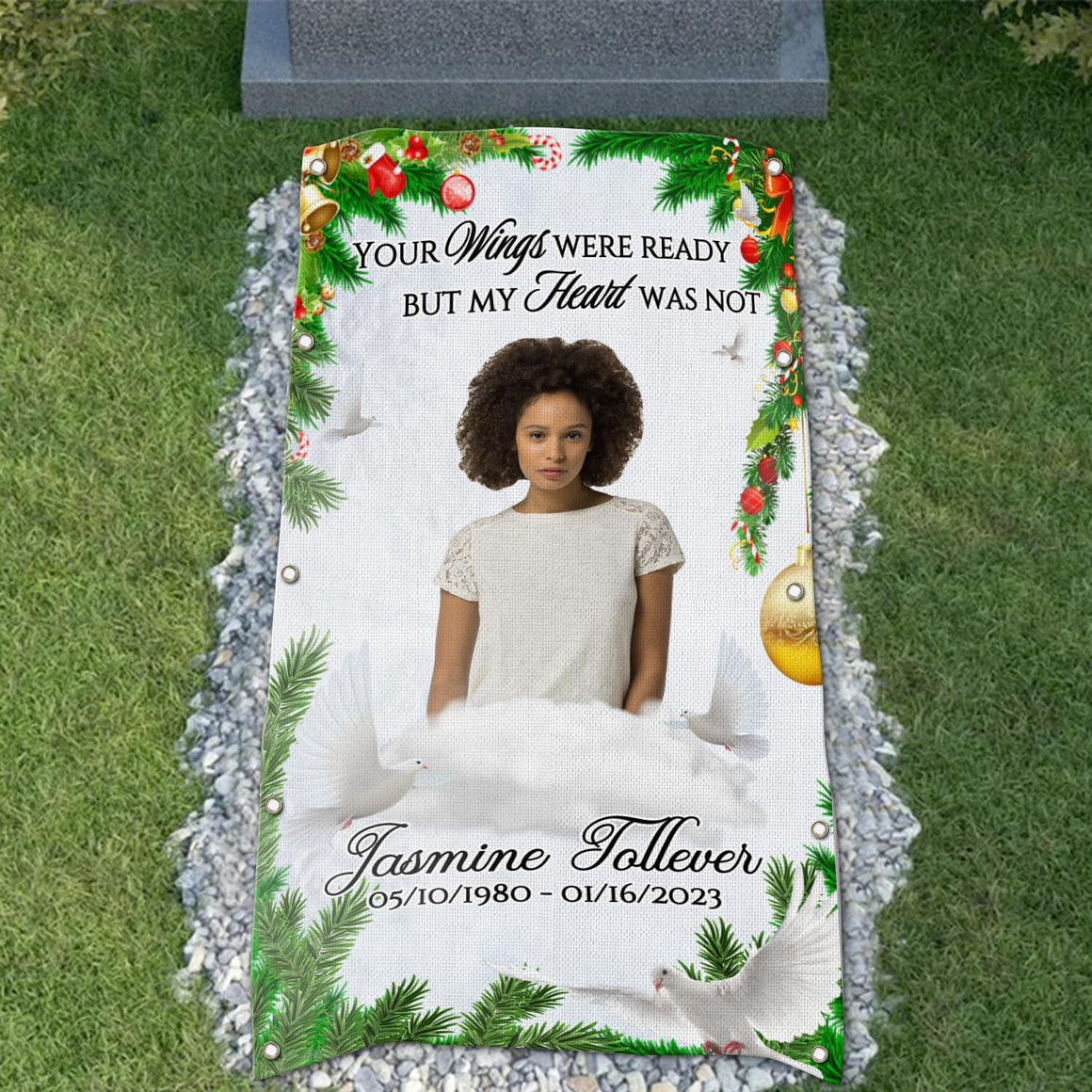 Personalized Grave Blanket On Christmas : Your Wings Were Ready