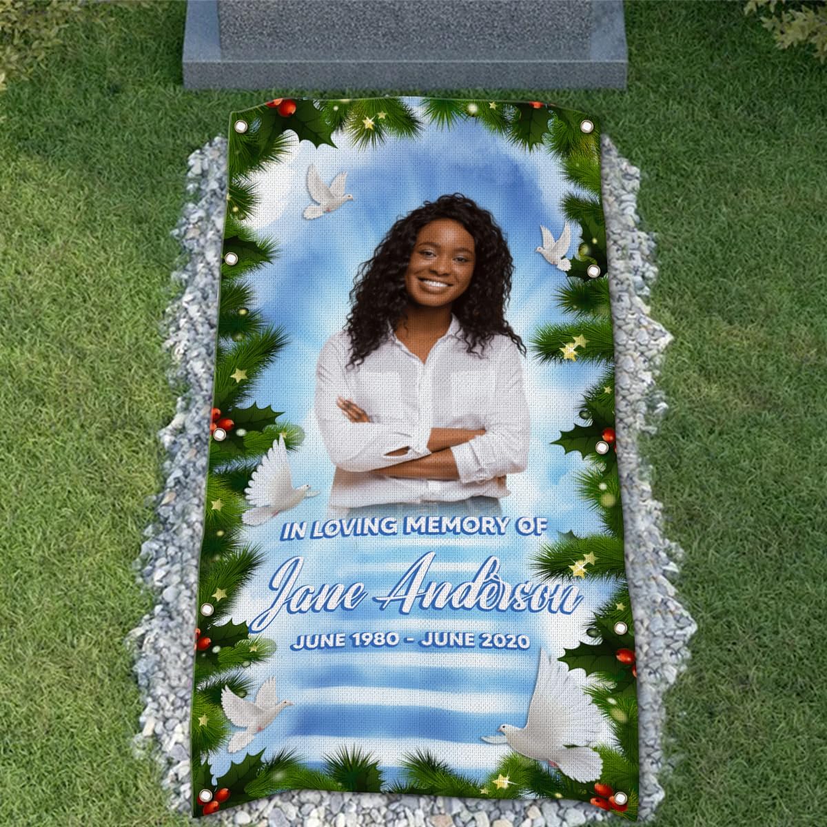 Personalized Grave Blanket On Christmas : in loving memory