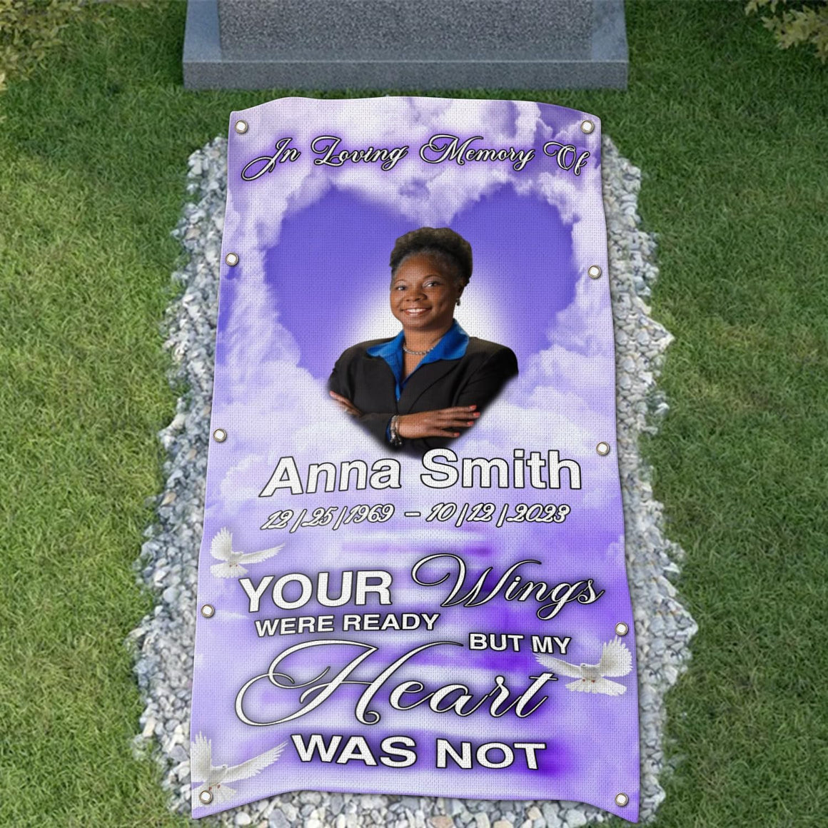Personalized Grave Blanket : in loving - your wings